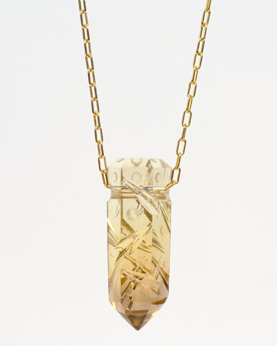 Tri-Color Quartz Carved Pendant