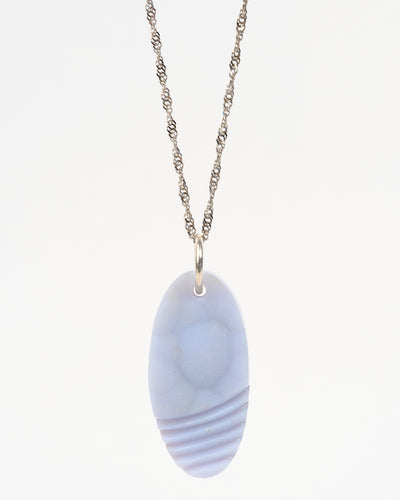 Blue Chalcedony Carved Pendant