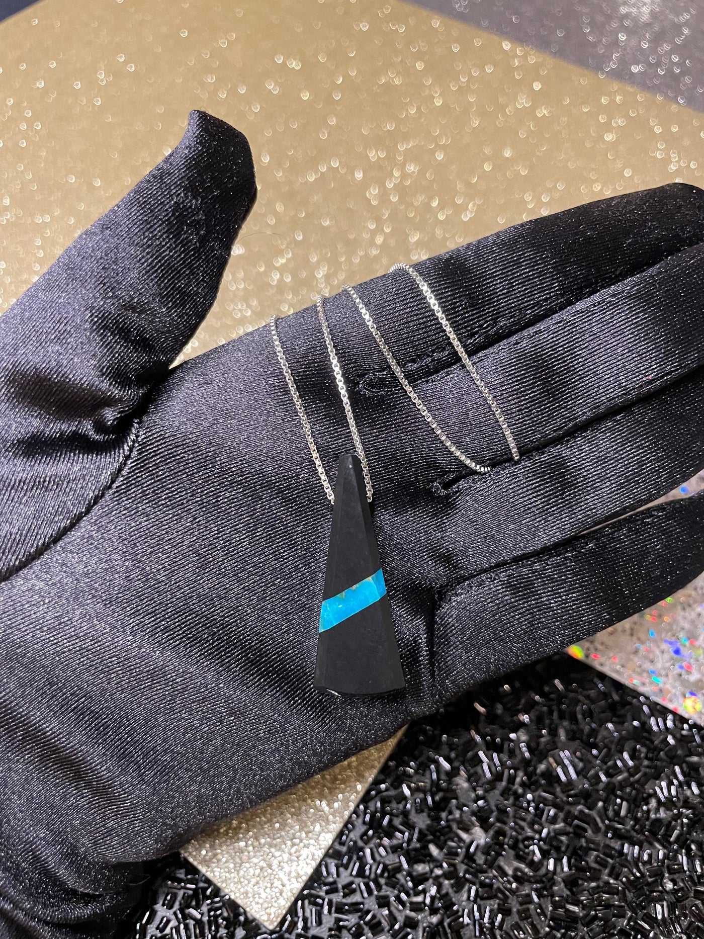 Black Jade & Turquoise Pendant