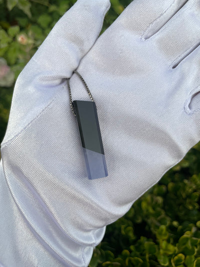 Black Jade & Blue Chalcedony Intarsia Pendant