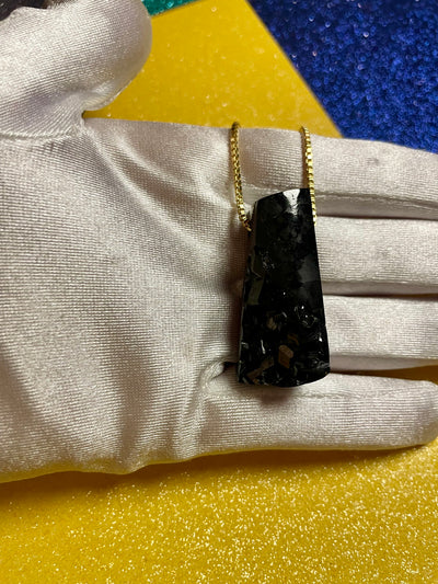 Natural Surface & Polished Black Garnet Pendant