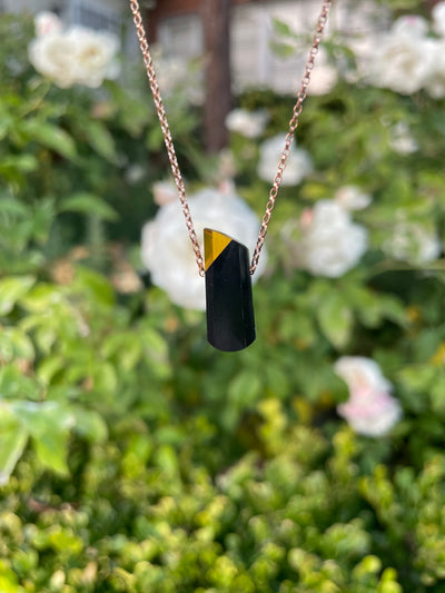 Black Jade & Citrine Intarsia Pendant