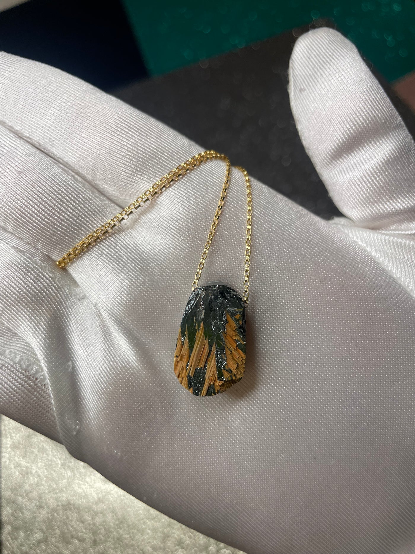 Natural Surface Rutilated Quartz & Hematite Pendant