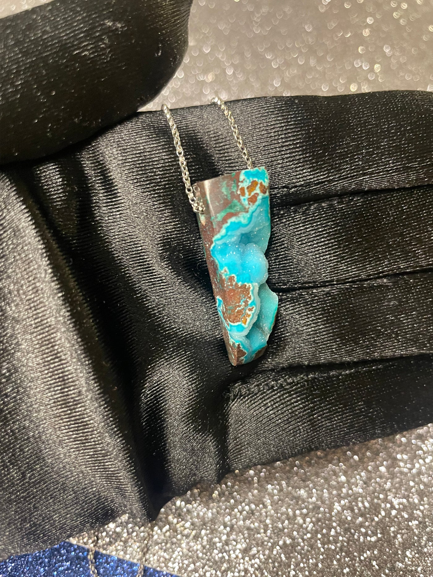 Druzy Chrysocolla in Matrix Pendant