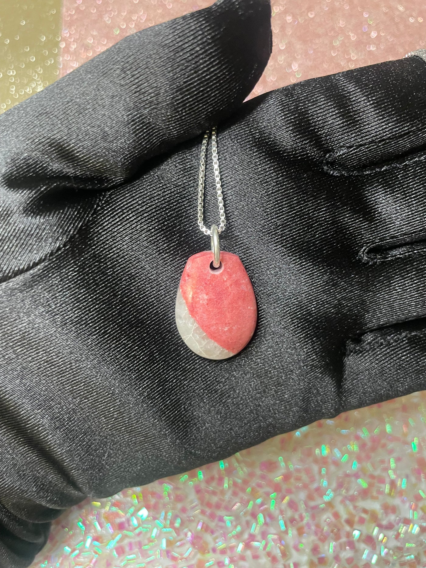 Thulite & Quartz Pendant