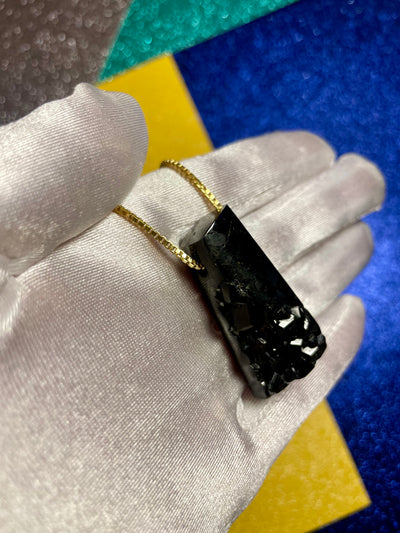 Natural Surface & Polished Black Garnet Pendant