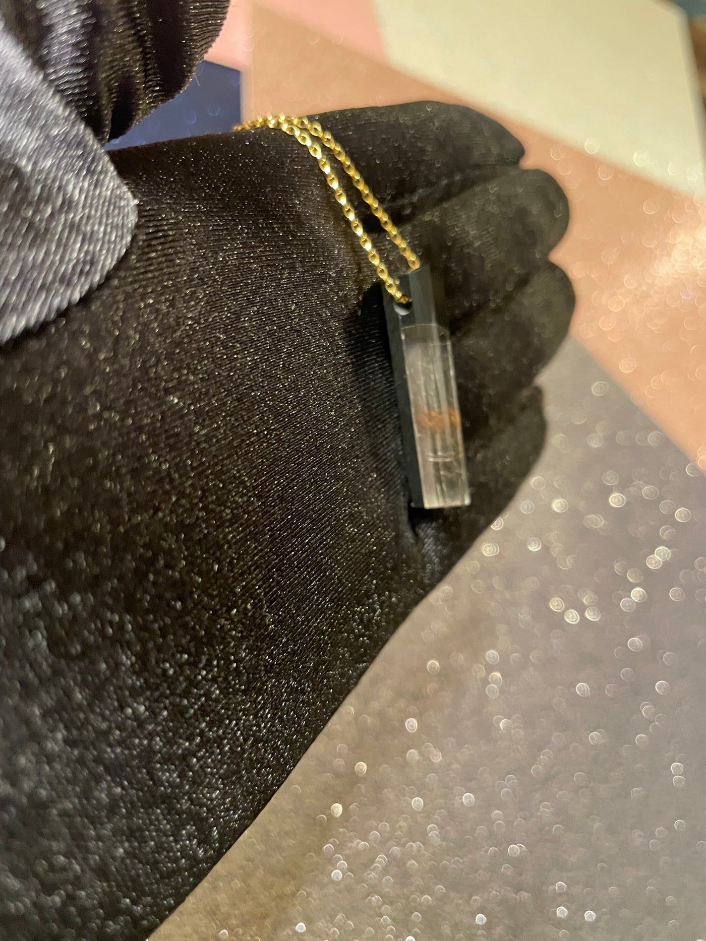 Black Jade & Rutilated Quartz Pendant