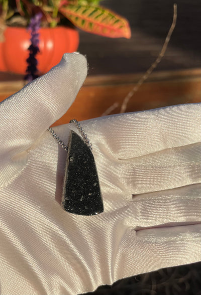 Fine Black Druzy Quartz Pendant