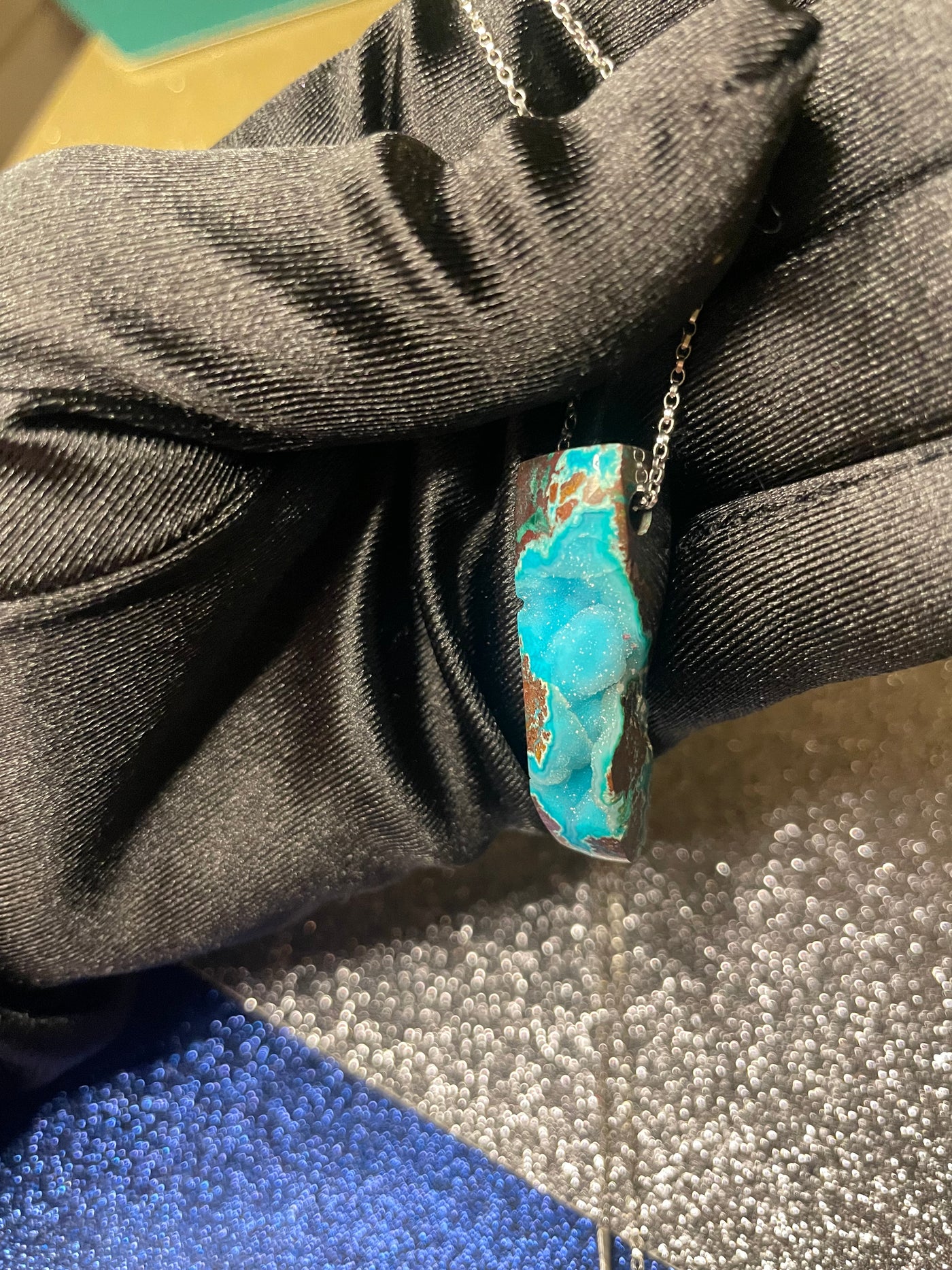 Druzy Chrysocolla in Matrix Pendant