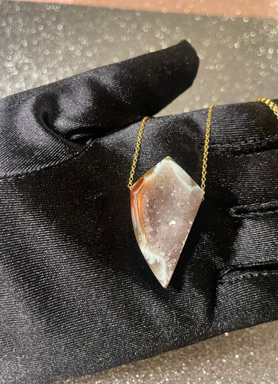 Lilac Quartz Geode in Granite Pendant