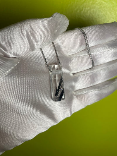 Black Tourmaline in Quartz Pendant