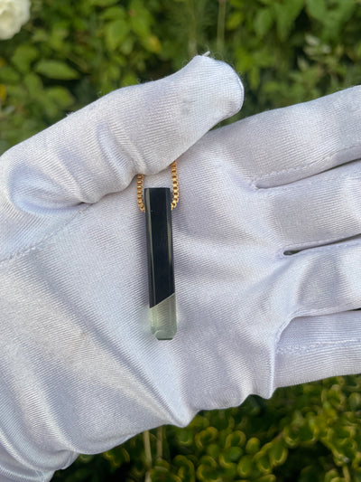 Black Jade & Green Amethyst Intarsia Pendant