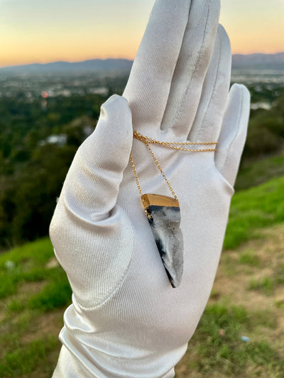 Druzy Agate & Citrine Intarsia Pendant