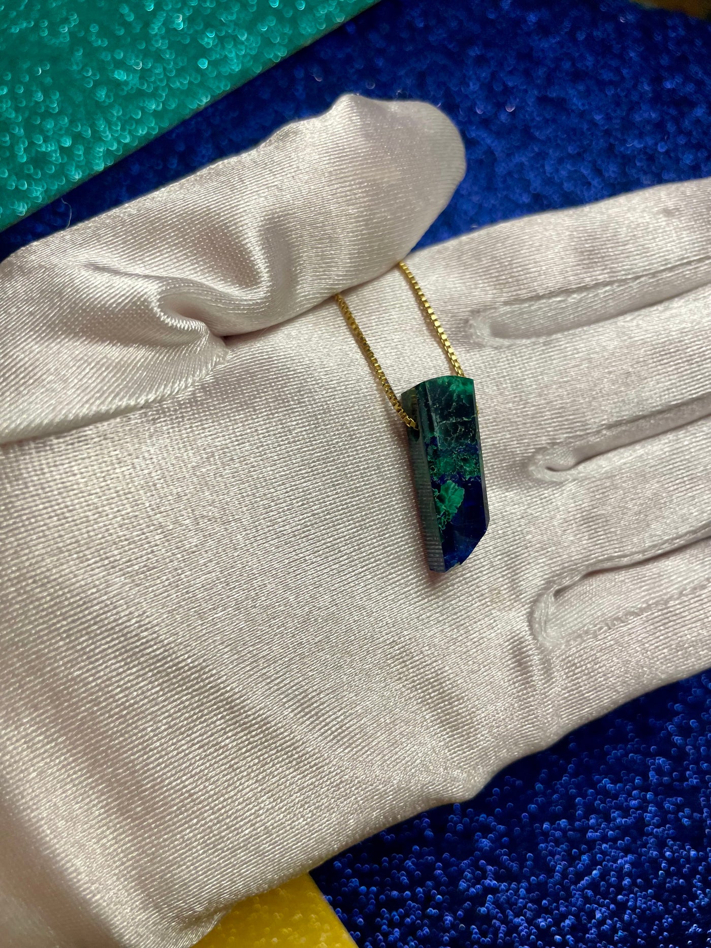 Azurite & Chatoyant Malachite Pendant
