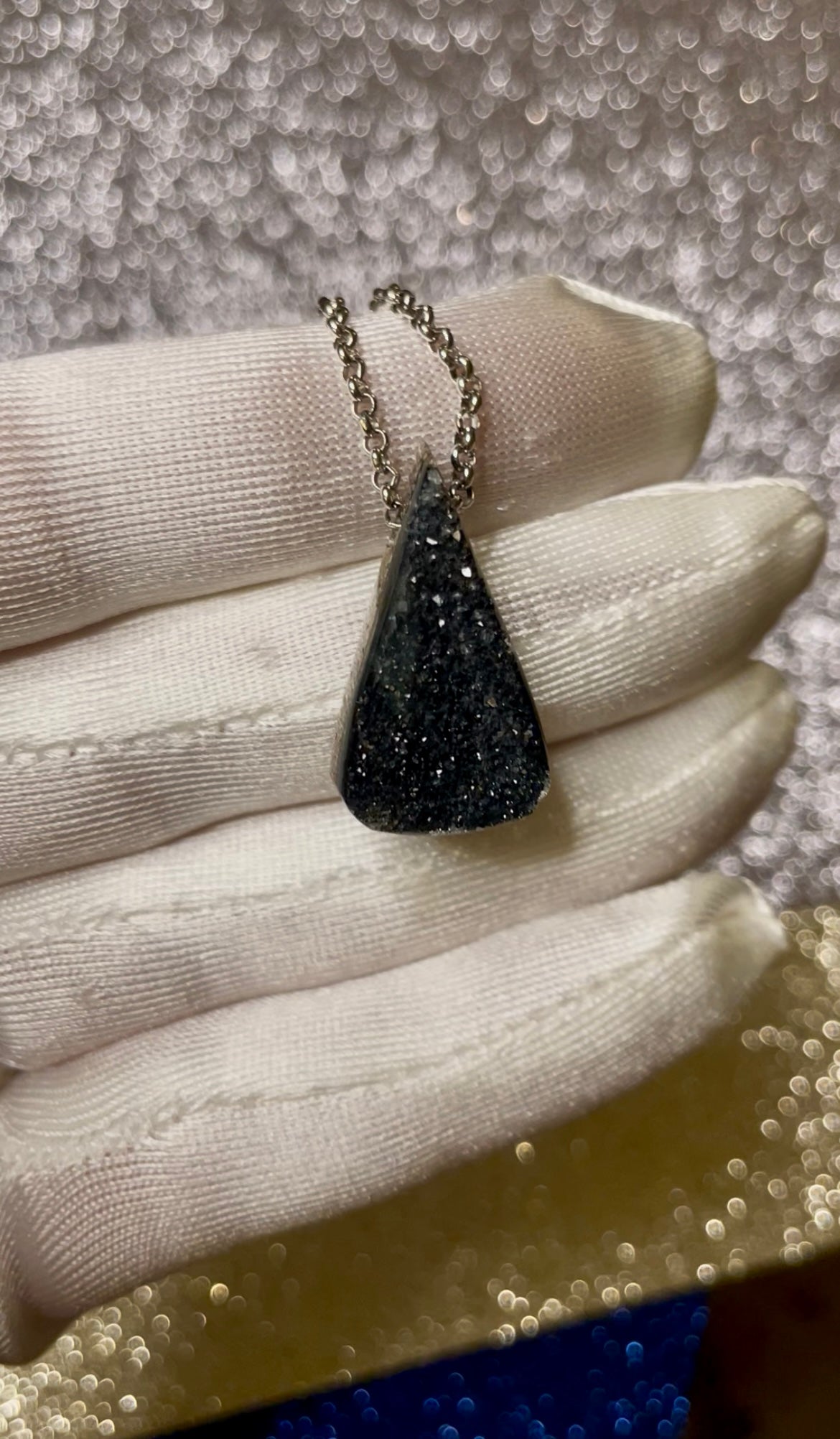 Black Druzy Pendant