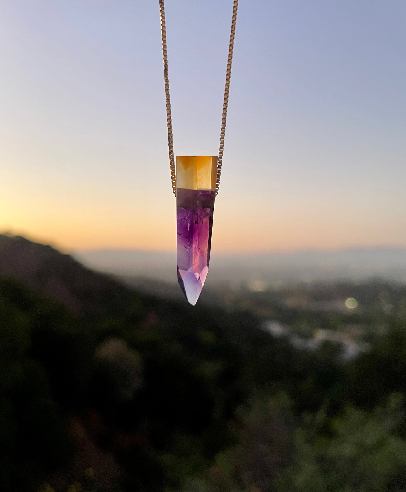 Amethyst & Citrine Intarsia Pendant