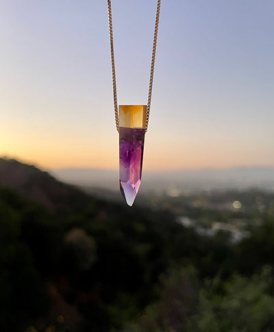 Amethyst & Citrine Intarsia Pendant