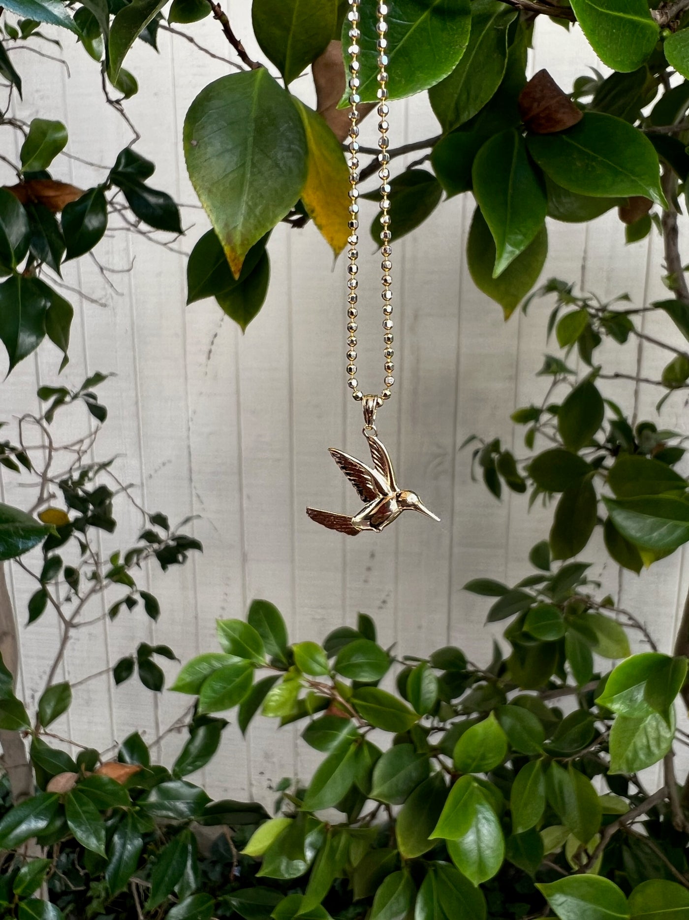 14k Yellow Gold Hummingbird Pendant