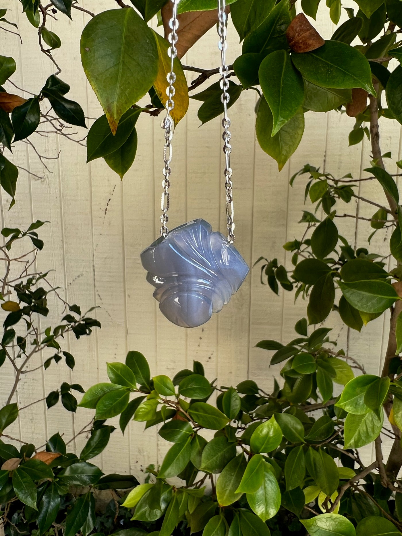 Blue Chalcedony Carved Pendant