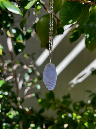 Blue Chalcedony Carved Pendant