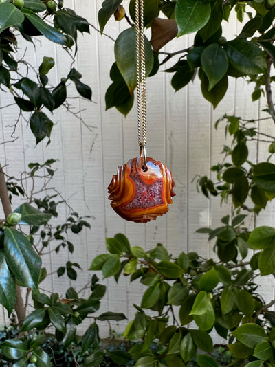 Mexican Agate Carved Pendant