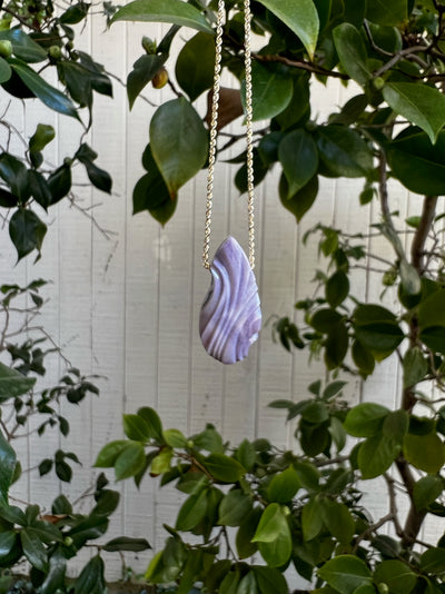 Purple Chalcedony Carved Pendant