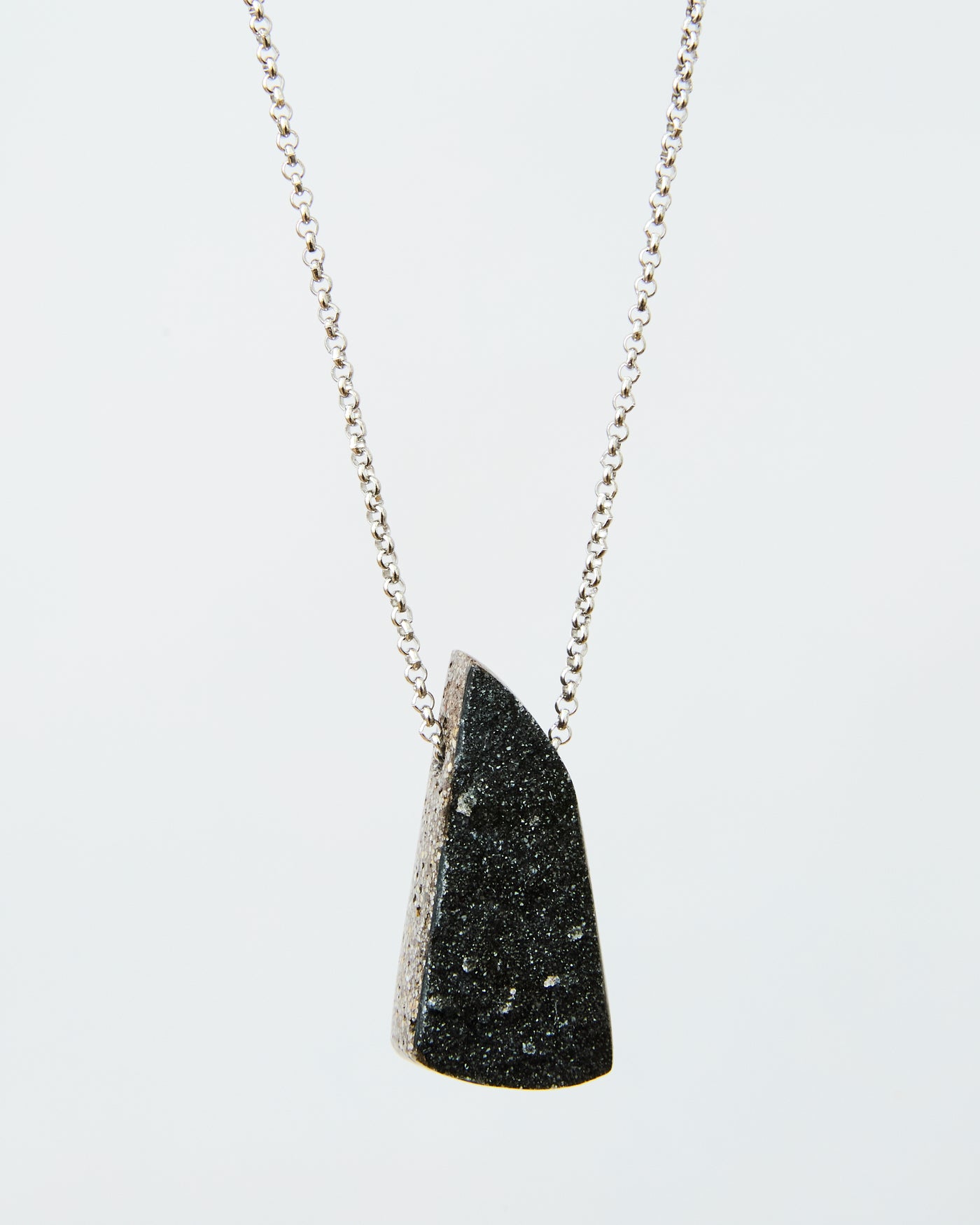 Fine Black Druzy Quartz Pendant