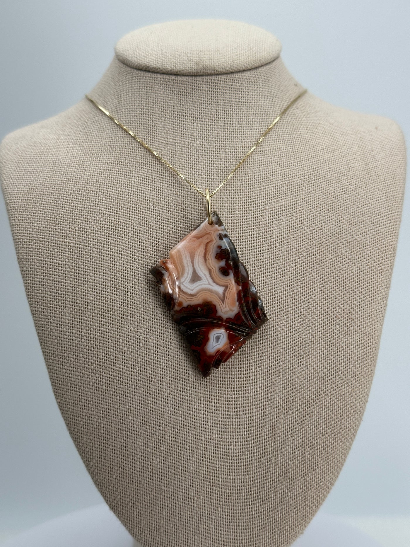 Laguna Agate Carved Pendant