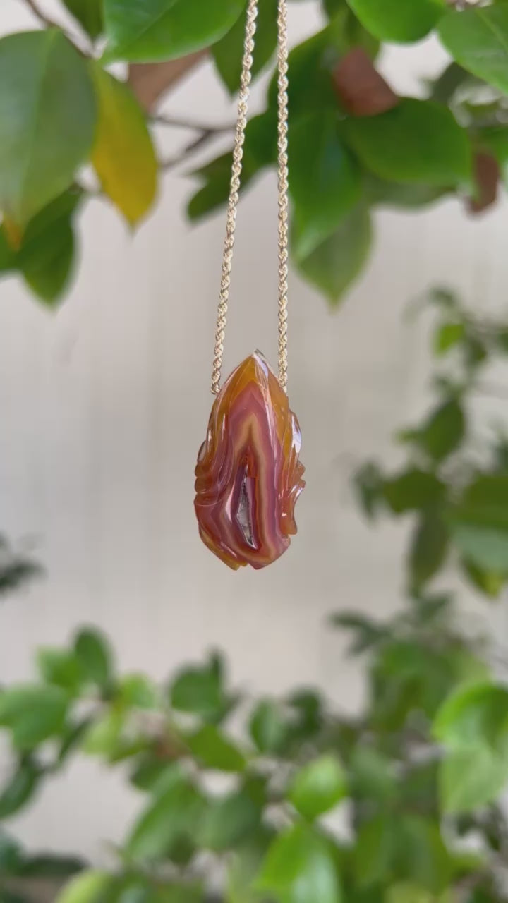 Coyomito Agate Carved Pendant