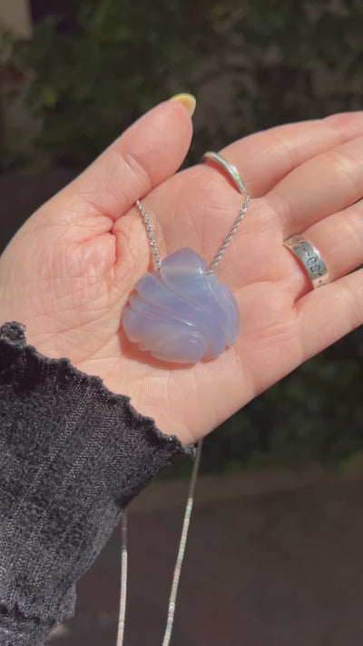 Blue Chalcedony Carved Pendant