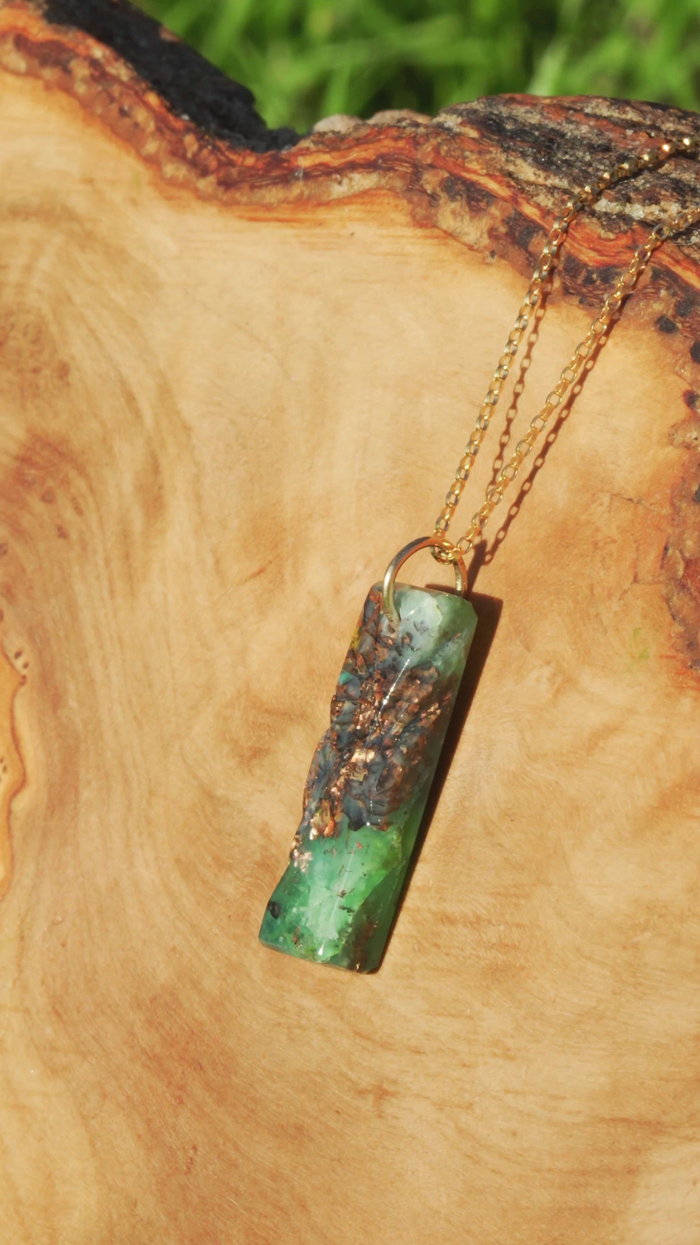 Carved Opalized Wood Pendant