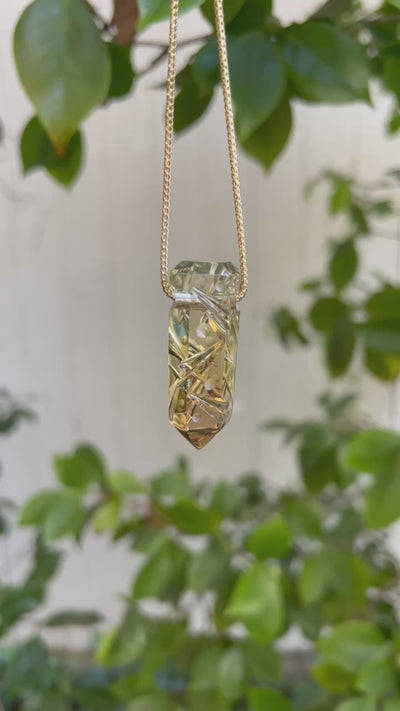 Tri-Color Quartz Carved Pendant