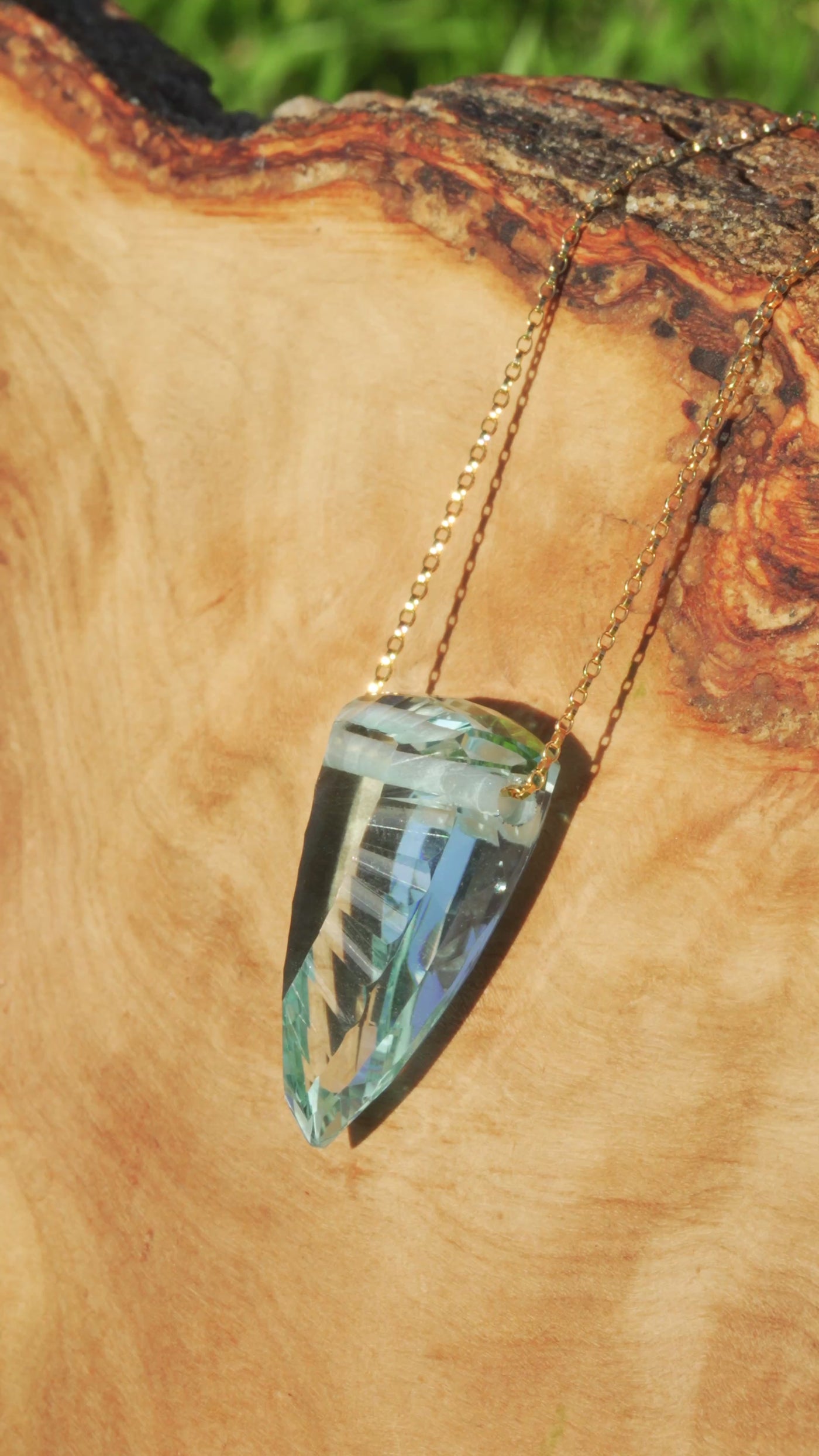 Blue Topaz Concave Cut Pendant