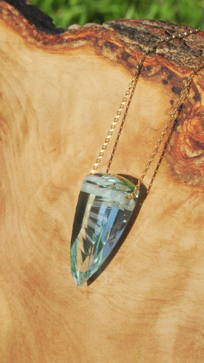 Blue Topaz Concave Cut Pendant