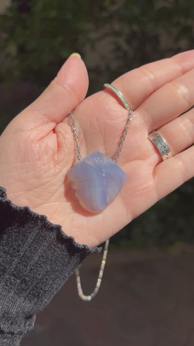 Blue Chalcedony Carved Pendant