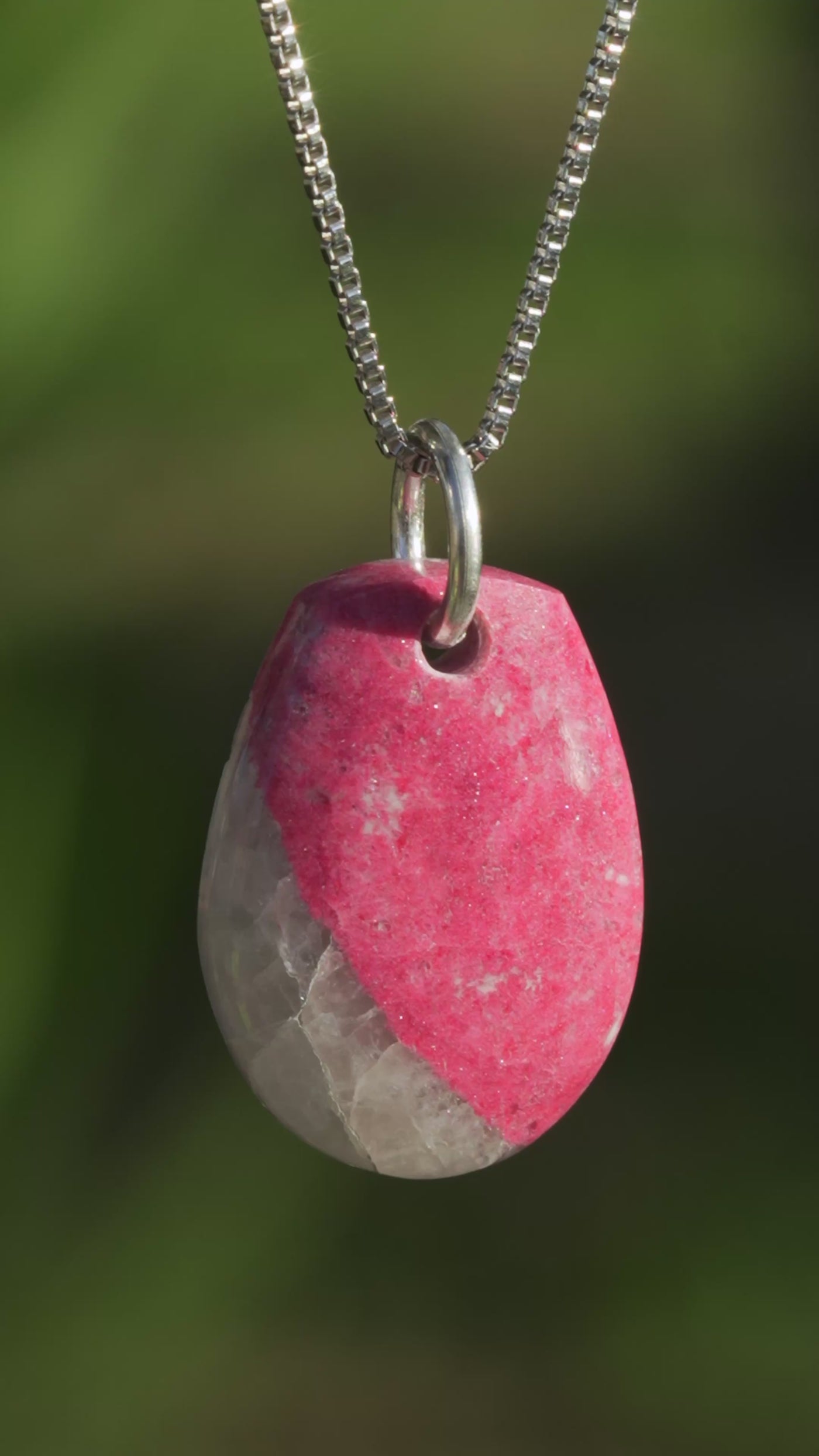 Thulite & Quartz Pendant