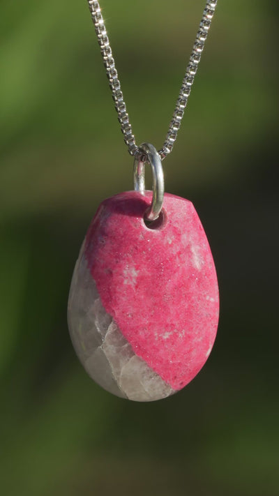 Thulite & Quartz Pendant