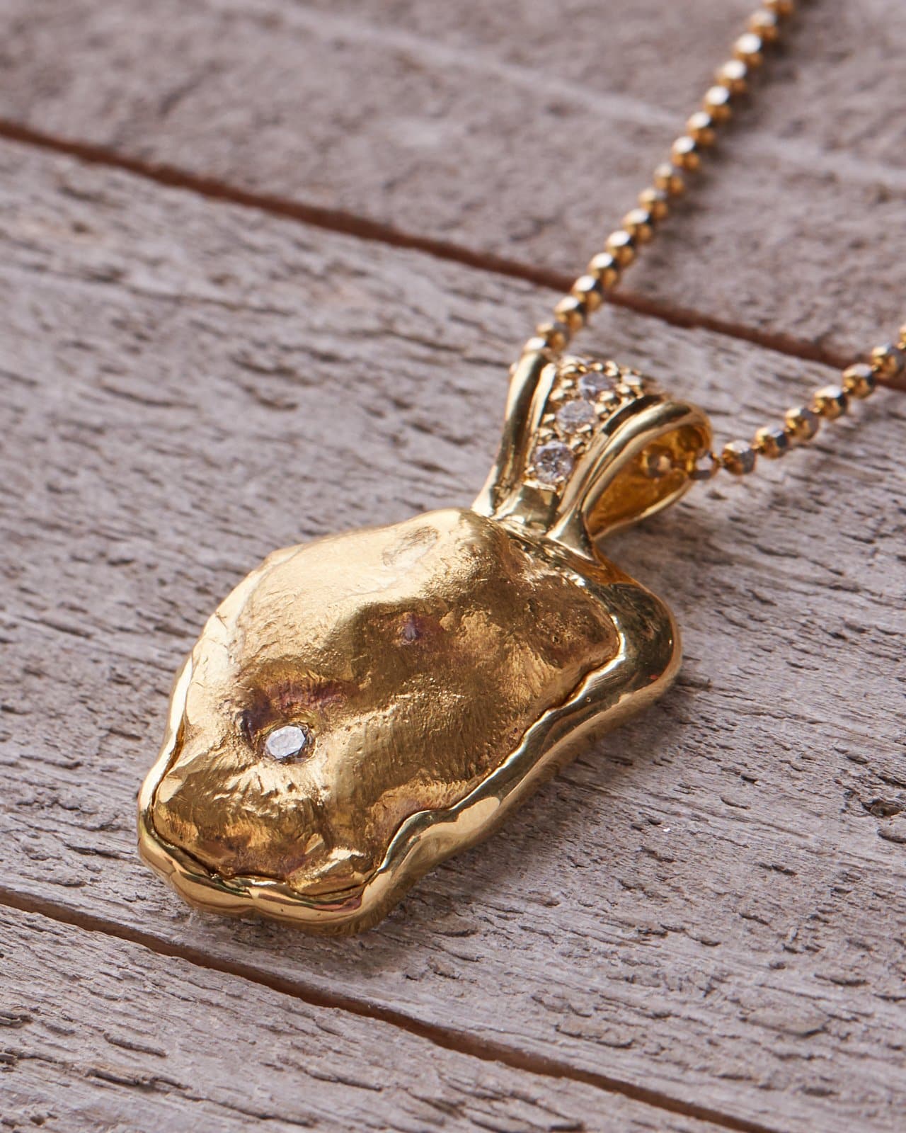 Gold Nugget with Diamonds Pendant