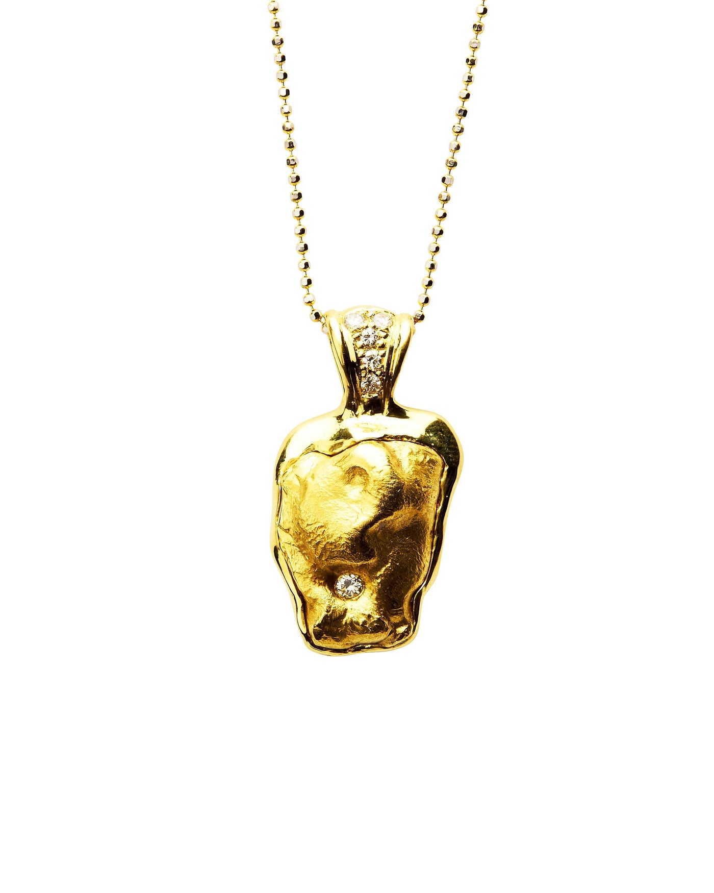 Gold Nugget with Diamonds Pendant
